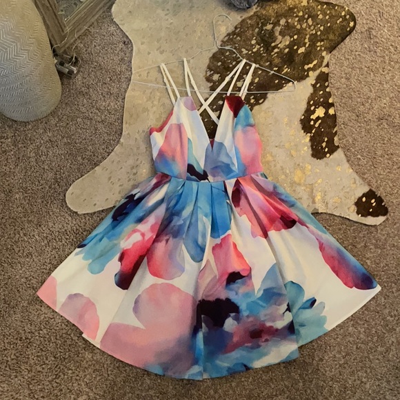 Multicolor deep V dress small - Picture 6 of 7